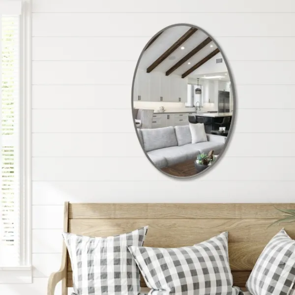 Decorative Mirrors-Kirkland's Home Oakland Oval Wall Mirror Silver