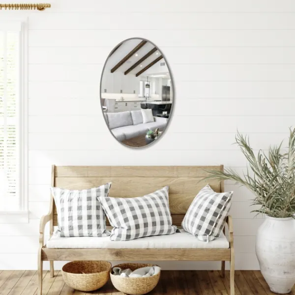 Decorative Mirrors-Kirkland's Home Oakland Oval Wall Mirror Silver