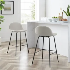 Bar Stools & Counter Height Stools-Kirkland's Home Oatmeal Linen Slope Back Counter Stools, Set Of 2 Ivory