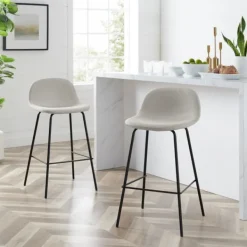 Bar Stools & Counter Height Stools-Kirkland's Home Oatmeal Linen Slope Back Counter Stools, Set Of 2 Ivory