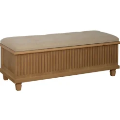 Benches & Ottomans-Kirkland's Home Oatmeal Tweed Tufted Storage Bench Tan