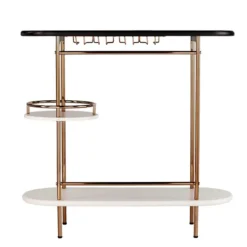 Kitchen Islands & Bar Carts-Kirkland's Home Oblong Gold Metal Frame Bar Cart