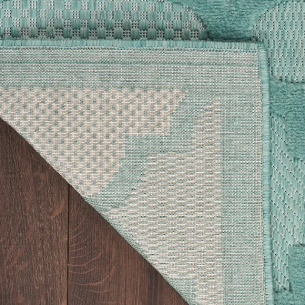 Outdoor Rugs-Kirkland's Home Ocean Aqua Trellis Outdoor Area Rug, 4X6 Blue