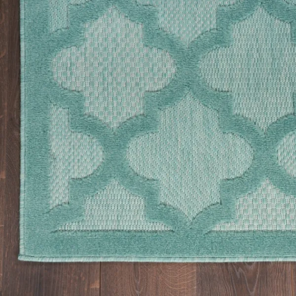 Outdoor Rugs-Kirkland's Home Ocean Aqua Trellis Outdoor Area Rug, 4X6 Blue