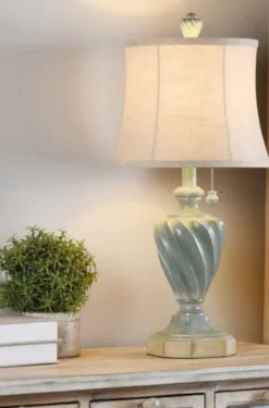 Table Lamps-Kirkland's Home Ocean Blue And Gold Table Lamp Tan
