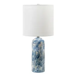 Table Lamps-Kirkland's Home Ocean Blues Mottled Pillar Table Lamp White