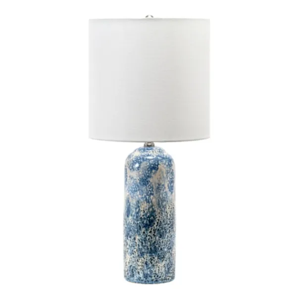 Table Lamps-Kirkland's Home Ocean Blues Mottled Pillar Table Lamp White