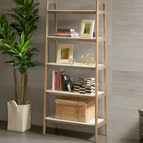 Bookshelves-Kirkland's Home Off White Wood Shelves With Natural Frame Bookcase