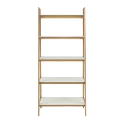 Bookshelves-Kirkland's Home Off White Wood Shelves With Natural Frame Bookcase