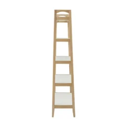 Bookshelves-Kirkland's Home Off White Wood Shelves With Natural Frame Bookcase