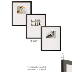 Gallery Wall Frames-Kirkland's Home Offset Mat 8X10 3-Pc. Gallery Wall Frame Set Black