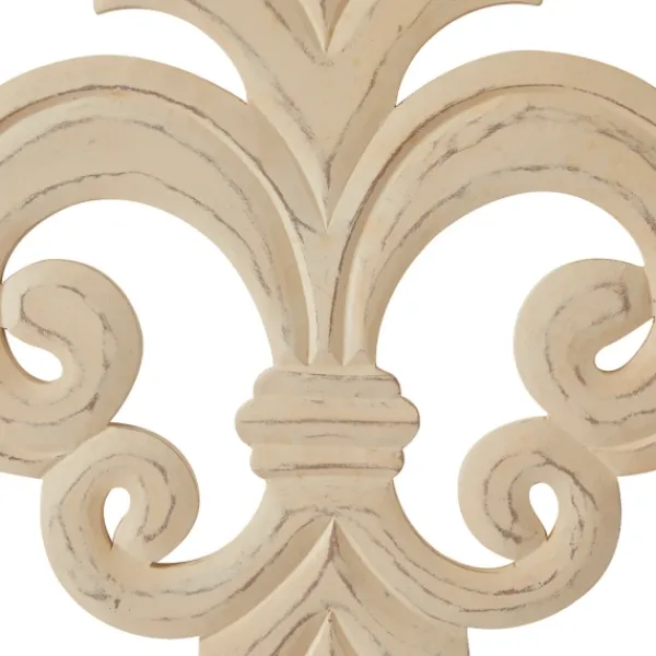 Wall Plaques-Kirkland's Home Off-White Distressed Fleur De Lis Wall Decoration Ivory