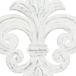 Wall Plaques-Kirkland's Home Off-White Distressed Fleur De Lis Wall Decoration Ivory