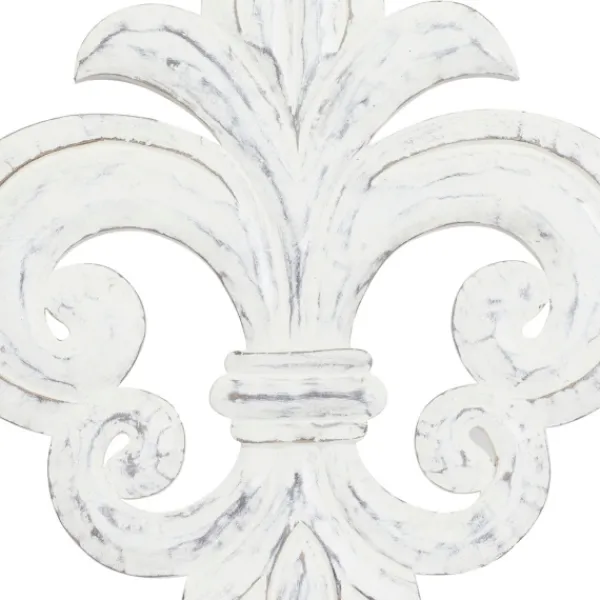 Wall Plaques-Kirkland's Home Off-White Distressed Fleur De Lis Wall Decoration Ivory