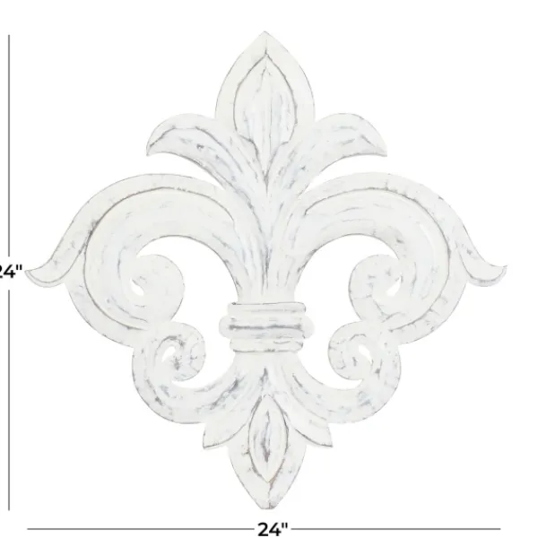 Wall Plaques-Kirkland's Home Off-White Distressed Fleur De Lis Wall Decoration Ivory