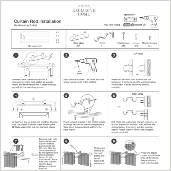 Curtain Rods & Hardware-Kirkland's Home Oiled Bronze Fetter Double Curtain Rod, 120 In.