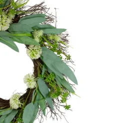 Wreaths-Kirkland's Home Olive Branch And Flower Buds Spiral Wreath Green
