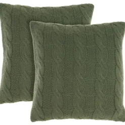 Pillows-Kirkland's Home Olive Cable Knit Throw Pillows, Set Of 2 Green