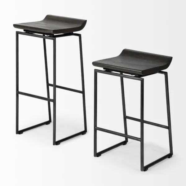 Bar Stools & Counter Height Stools-Kirkland's Home Onyx Modern Metal Curve Seat Bar Stool Black
