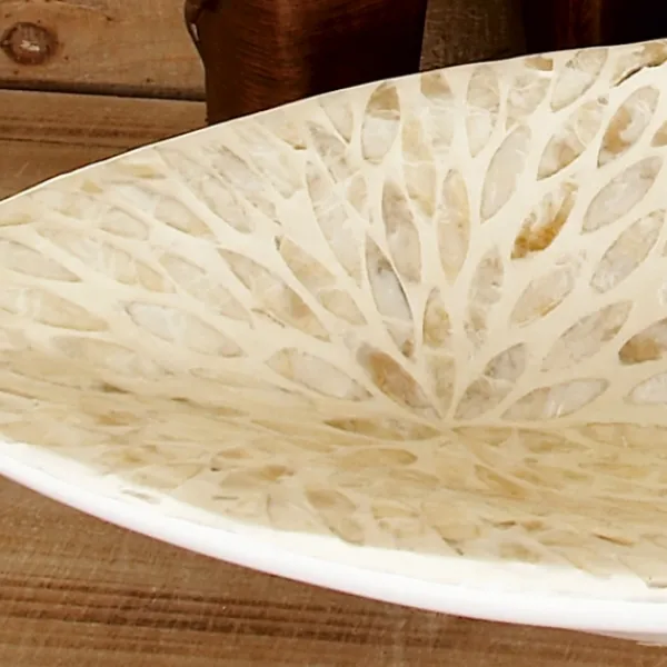 Decorative Bowls & Jars-Kirkland's Home Opalescent Mussel Shell Inlay Bowl White/Ivory