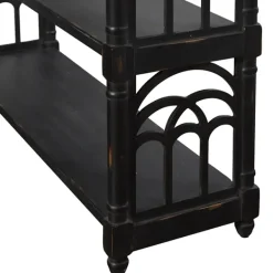 Entryway Furniture-Kirkland's Home Open Shelf Cathedral Ends Console Table Black