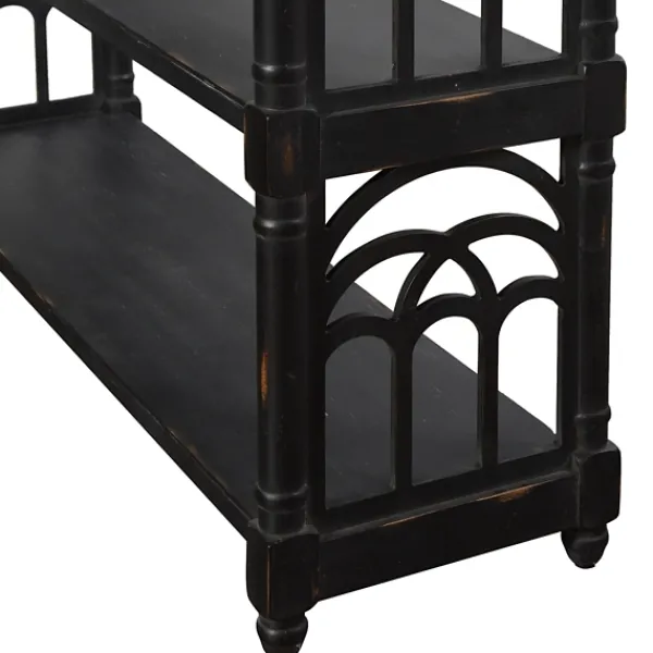 Entryway Furniture-Kirkland's Home Open Shelf Cathedral Ends Console Table Black