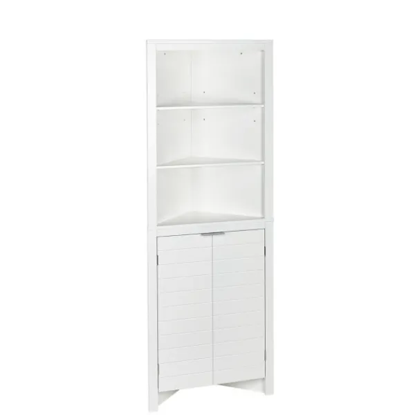 Cabinets & Sideboards-Kirkland's Home Open Shelf Corner Cabinet White