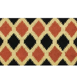 Doormats-Kirkland's Home Orange And Black Western Diamond Doormat Black/Orange/Ivory