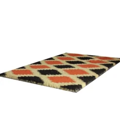 Doormats-Kirkland's Home Orange And Black Western Diamond Doormat Black/Orange/Ivory
