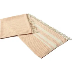 Blankets & Throws-Kirkland's Home Orange And White Stripes Cotton Throw Orange/White