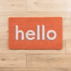 Doormats-Kirkland's Home Orange Hello Coir Doormat Orange/White