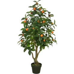 Trees & Topiaries-Kirkland's Home Orange Tree In Black Planter, 48 In.