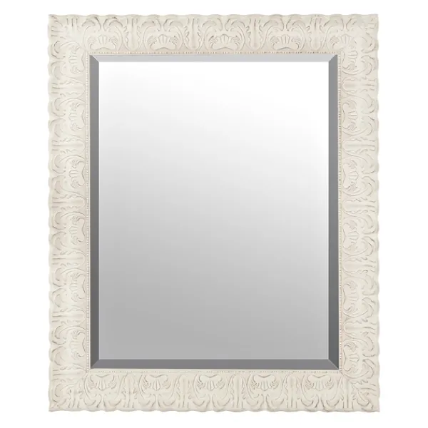Framed Mirrors-Kirkland's Home Ornate Distressed Cream Mirror, 28.75X34.75 In.