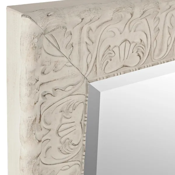 Framed Mirrors-Kirkland's Home Ornate Distressed Cream Mirror, 28.75X34.75 In.