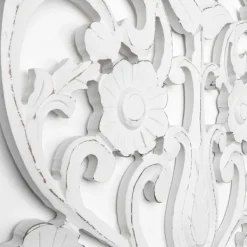 Wall Plaques-Kirkland's Home Ornate Floral Wooden Arch Wall Plaque White