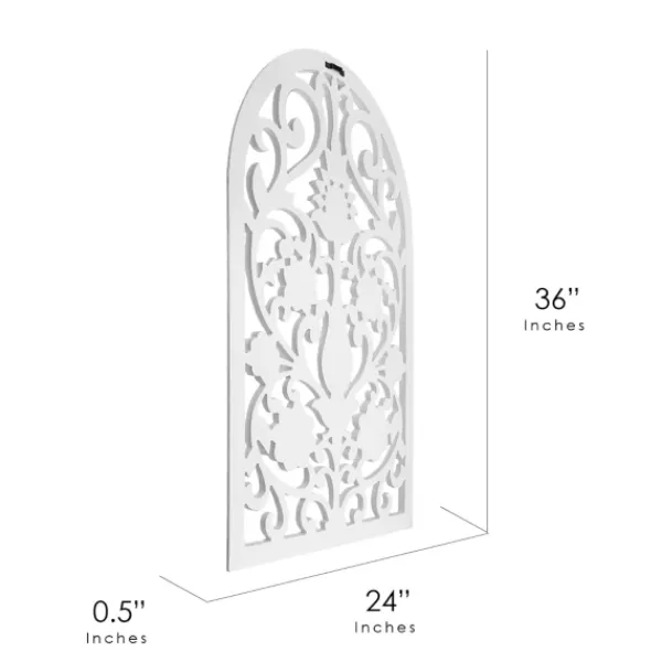 Wall Plaques-Kirkland's Home Ornate Floral Wooden Arch Wall Plaque White