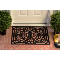 Doormats-Kirkland's Home Ornate Penelope Durable Rubber Doormat, 30X18 In. Black