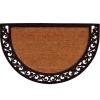 Doormats-Kirkland's Home Ornate Scroll Coir And Rubber Half Circle Doormat Tan/Black