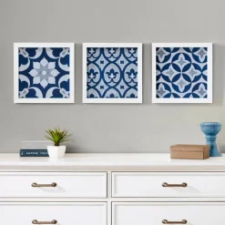 Wall Plaques-Kirkland's Home Ornos Medallion Tiles Wall Plaques, Set Of 3 Blue