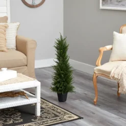 Trees & Topiaries-Kirkland's Home Outdoor Cypress Tree In Black Nursery Planter