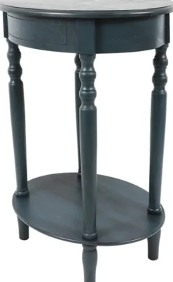 Accent & End Tables-Kirkland's Home Oval Antique Navy Accent Table Blue