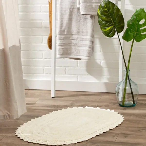 Bathroom Rugs-Kirkland's Home Oval Classic Crochet Bath Mat Ivory