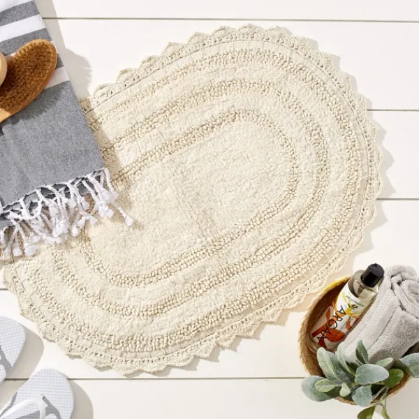 Bathroom Rugs-Kirkland's Home Oval Classic Crochet Bath Mat Ivory