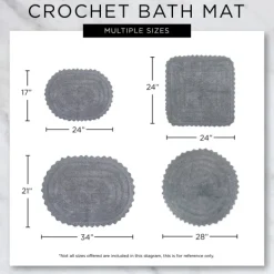 Bathroom Rugs-Kirkland's Home Oval Classic Crochet Bath Mat Ivory