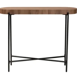 Console Tables-Kirkland's Home Oval Light Wood X Base Console Table Brown