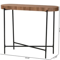 Console Tables-Kirkland's Home Oval Light Wood X Base Console Table Brown
