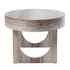 Coffee Tables-Kirkland's Home Oval Marbled Wood Coffee Table Brown