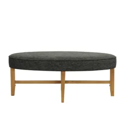 Benches & Ottomans-Kirkland's Home Oval Upholstered Welt Edge Ottoman Gray