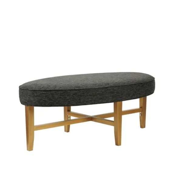 Benches & Ottomans-Kirkland's Home Oval Upholstered Welt Edge Ottoman Gray