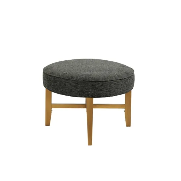 Benches & Ottomans-Kirkland's Home Oval Upholstered Welt Edge Ottoman Gray